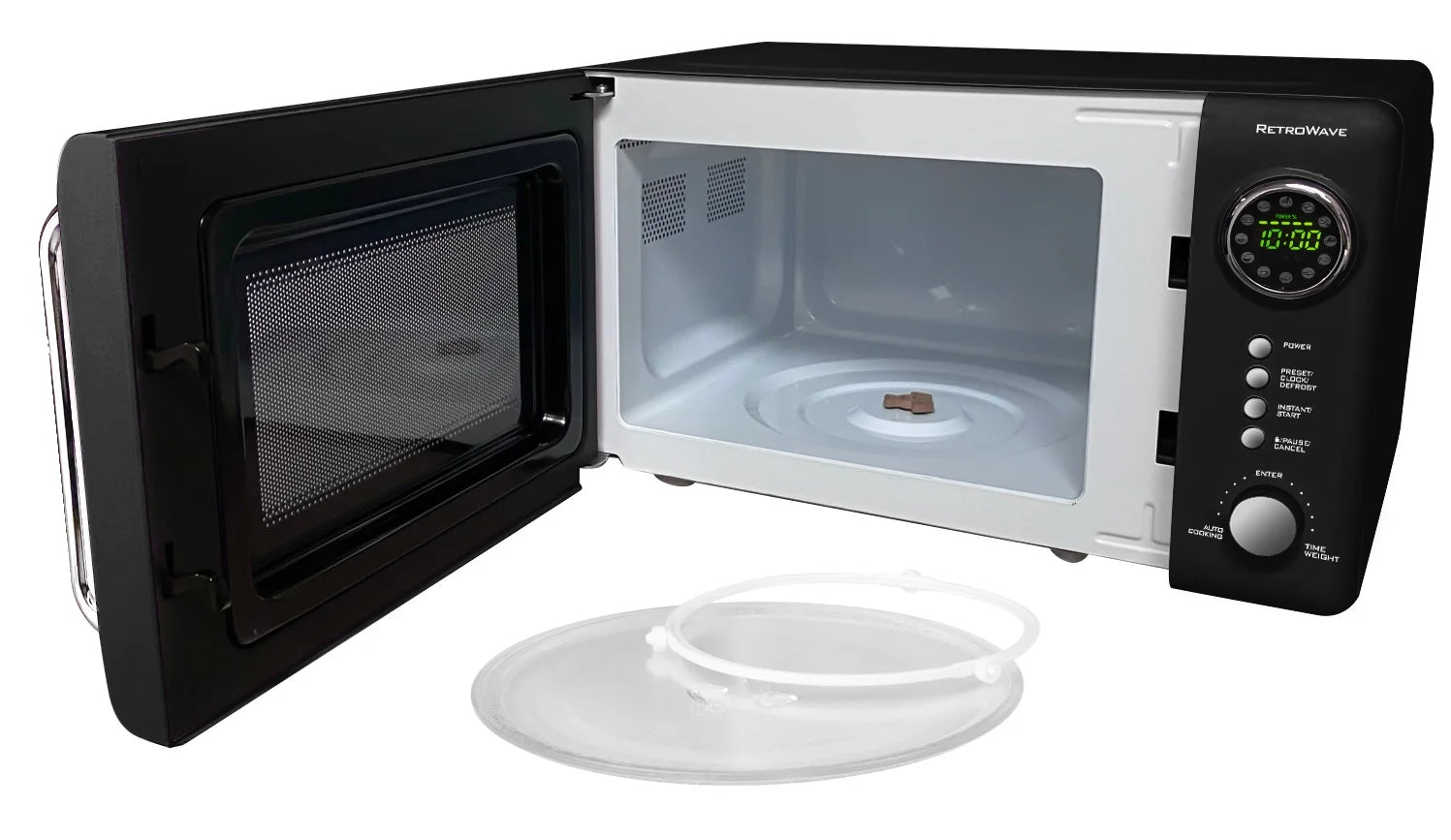 Retro 0.7 Cu. Ft. 700-Watt Countertop Microwave Oven, Black