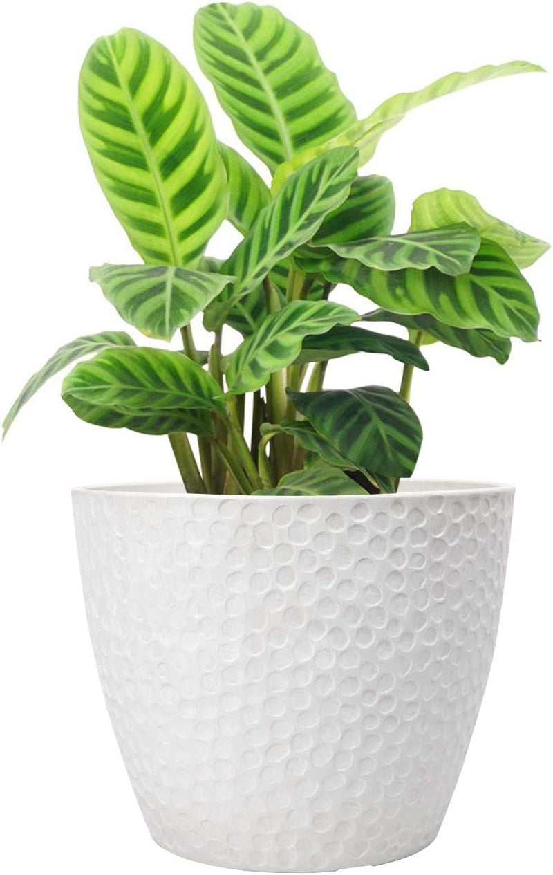 LA JOLIE MUSE Outdoor Indoor Tree Planters,14 Inch Large Planter Flower Pots,Modern Decorative White Planter Pot for House Plants,Honeycomb