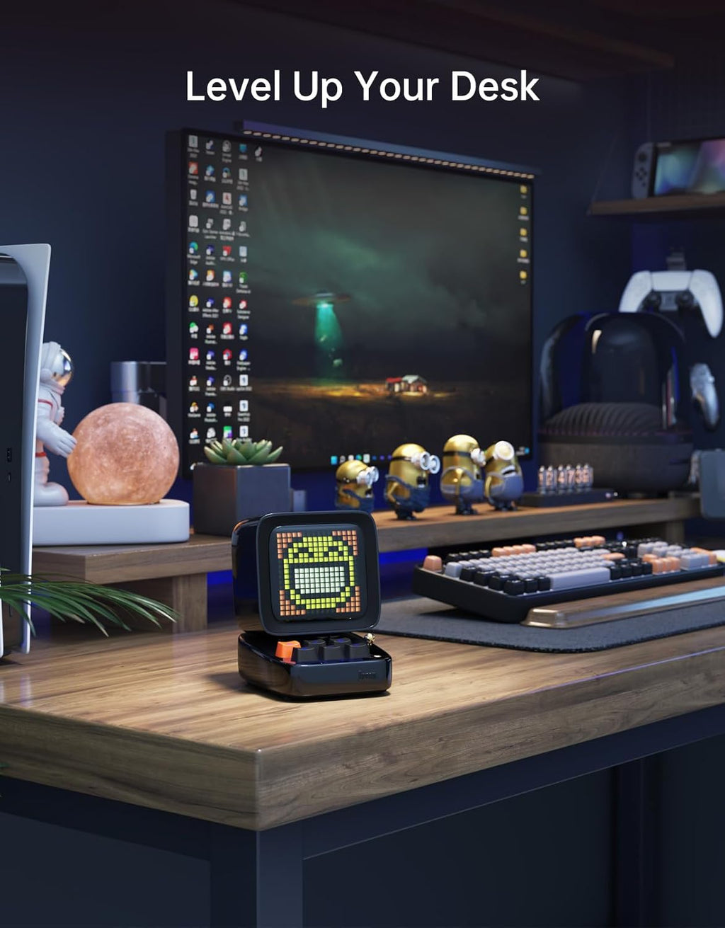 Divoom Ditoo Retro Pixel Art Game Bluetooth Speaker with 16X16 LED App Controlled Front Screen (Black)