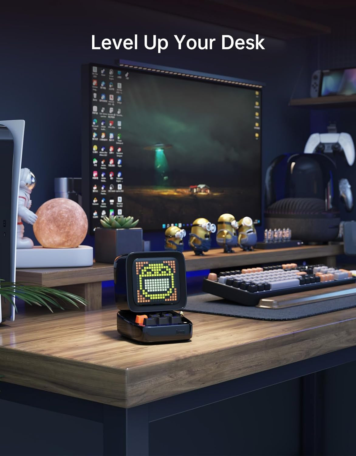 Divoom Ditoo Retro Pixel Art Game Bluetooth Speaker with 16X16 LED App Controlled Front Screen (Black)