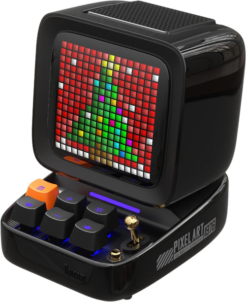 Divoom Ditoo Retro Pixel Art Game Bluetooth Speaker with 16X16 LED App Controlled Front Screen (Black)