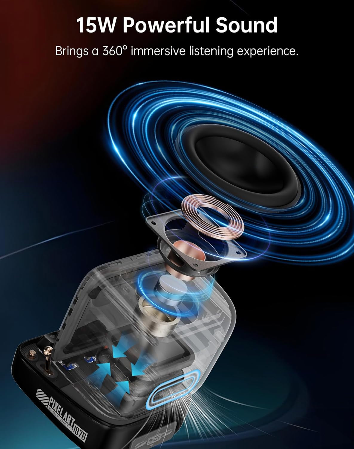 Divoom Ditoo Retro Pixel Art Game Bluetooth Speaker with 16X16 LED App Controlled Front Screen (Black)