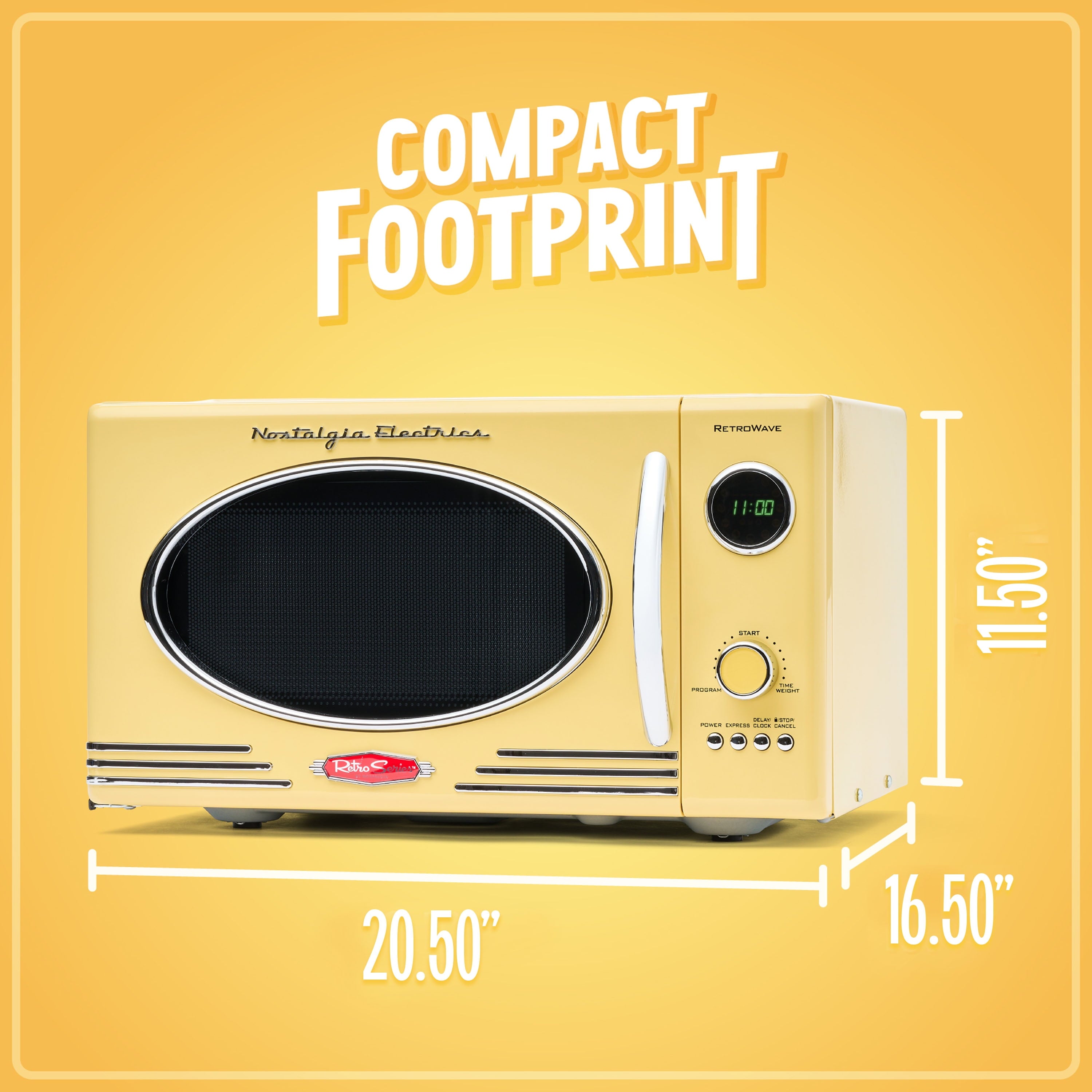 Retro 0.9 Cu. Ft. 800-Watt Countertop Microwave Oven, Yellow